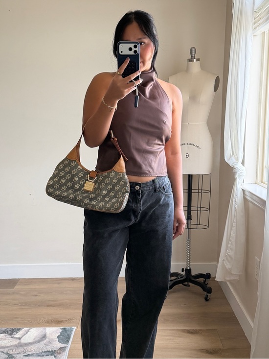 Dooney & Bourke Handbags - Dooney & Bourke Vintage Shoulder Bag | DB Monogram Canvas Purse | Y2K Hobo Bag
